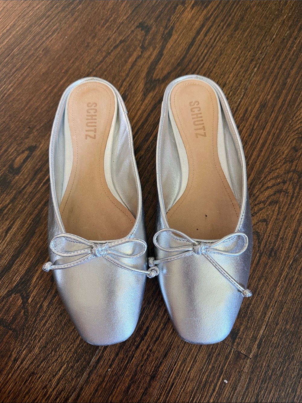 SCHUTZ Lolita Silver Ballet Flats